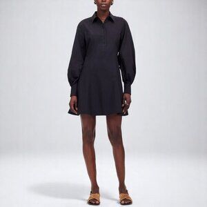 Madewell Seamed Long-Sleeve Mini Shirtdress in Poplin Size 00